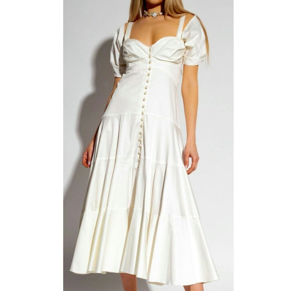 Cult Gaia Mina Dress Cream Ivory White Button Down Front Small - Picture 13 of 16